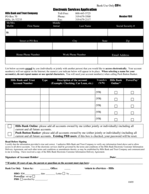 Hills Bank Electronic Services Application