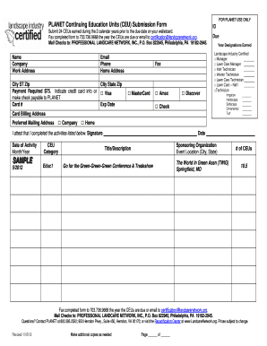 Planet continuing education units ceu submission form fillable