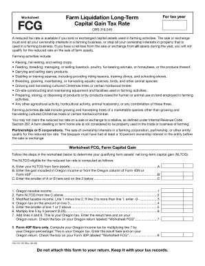 Oregon Farm Capital Gain Tax Worksheet