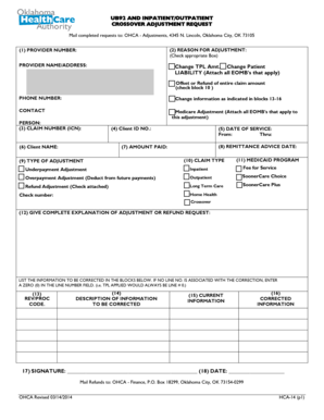 UB92 Inpatient/Outpatient Crossover Adjustment Request