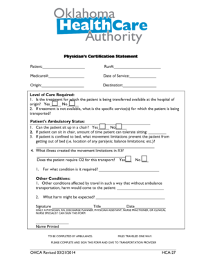 Physician’s Certification Statement