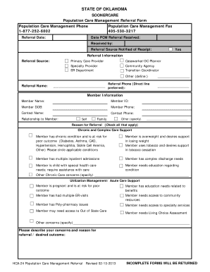 Oklahoma SoonerCare Population Care Management Referral Form