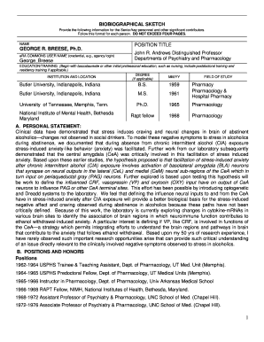 Biographical Sketch Form