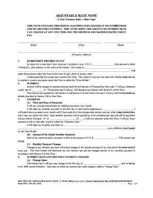 Multistate Adjustable Rate Note
