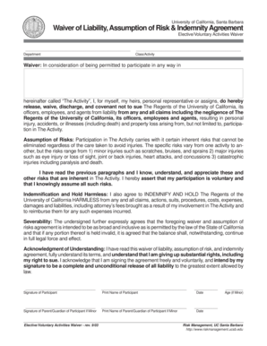 University of California Waiver of Liability