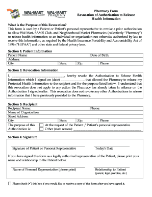 Walmart deli order form - walmart authorization to release private health information