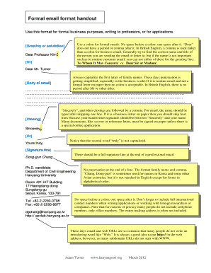 Formal email format handout - Hanyang CTL English Writing Lab - hanyangowl