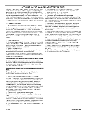 US Consular Report of Birth Application