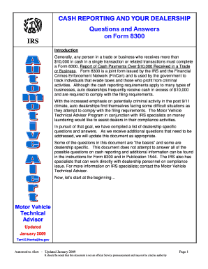 Form 8300 - Report of Cash Payments Over $10,000