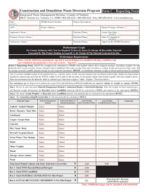 Construction and Demolition Waste Diversion Program Form C