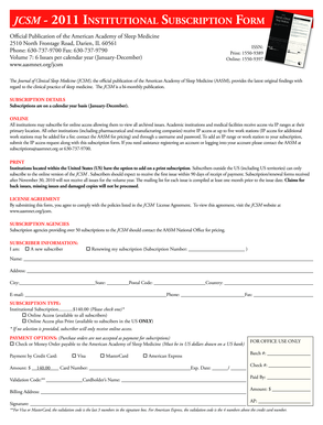 JCSM Institutional Subscription Form