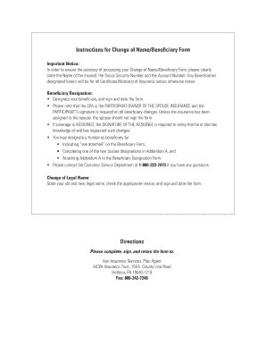Change of Name/Beneficiary Form