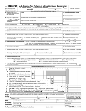 Form 1120-FSC US Income Tax Return