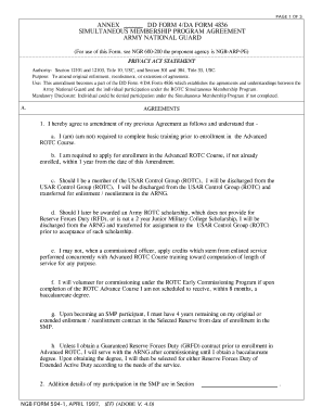 Army National Guard Simultaneous Membership Program Agreement
