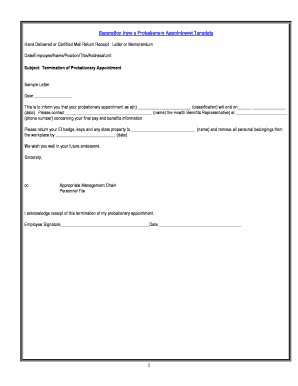 Separation from Probationary Appointment Template