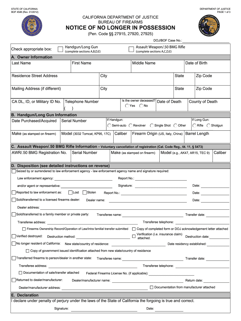 Coin laundry violent generally doj no longer in possession form 2012: Fill out & sign online | DocHub