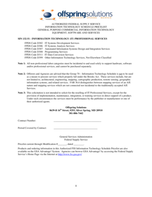 US Federal IT Schedule Pricelist