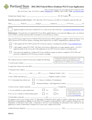 2011/2012 Federal Direct Graduate PLUS Loan Application