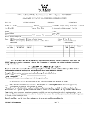 Graduate Education SBL Course Registration Form