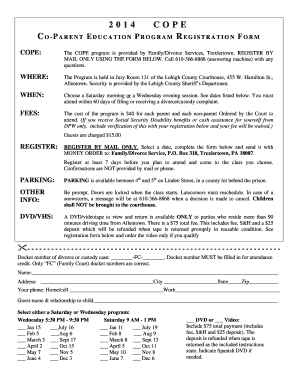 COPE Parent Education Program Registration Form