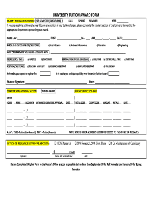 University Tuition Award Form