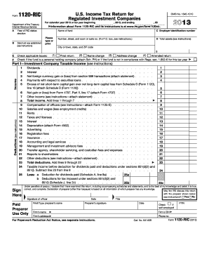 Form 1120-RIC US Income Tax Return