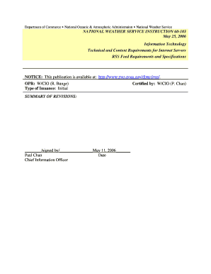 Fillable Online nws noaa NATIONAL WEATHER SERVICE INSTRUCTION 60-103 ...