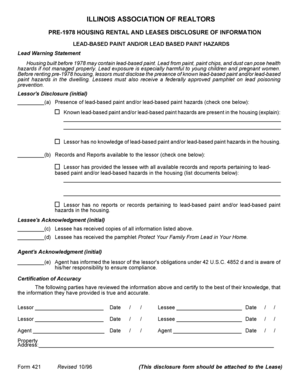 Illinois Lead-Based Paint Disclosure Form