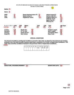 Oregon Board Action Form