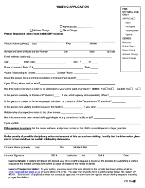 Visiting Application Form