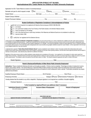 Illinois Public University Employee Child Tuition Waiver Application