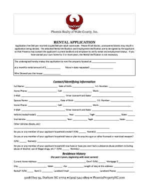 Blank rental application fillable pdf form