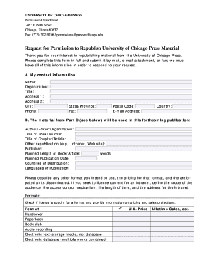 University of Chicago Press Permission Form