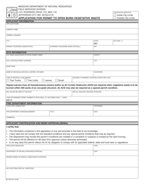 Missouri Open Burn Vegetative Waste Permit