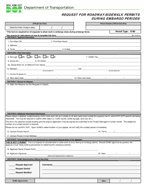 Request for Roadway/Sidewalk Permits