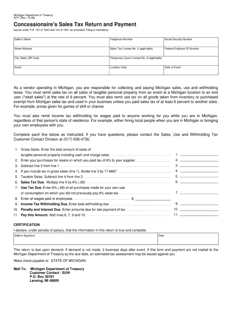 Form 2271 2009 Fill Out Sign Online DocHub