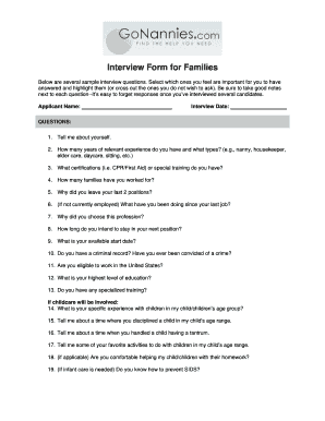 Interview Form for Families