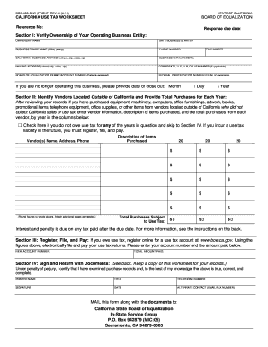 California Use Tax Worksheet