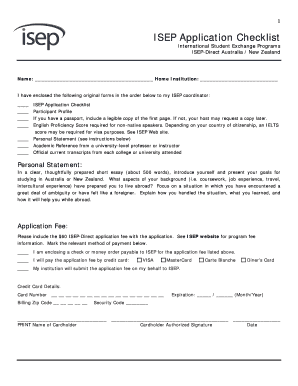 ISEP Application Checklist