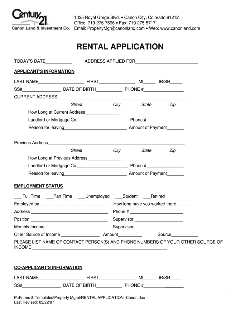 century 21 rental application Preview on Page 1