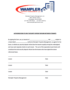 Security deposit agreement form - wampler apartments