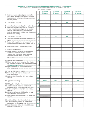 Maine Annualized Income Installment Worksheet