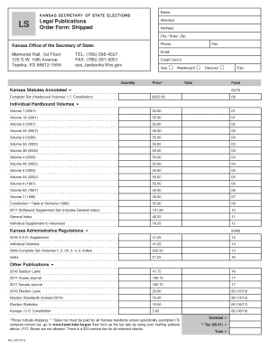 Kansas Secretary of State Elections Order Form
