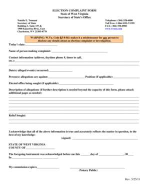 West Virginia Election Complaint Form