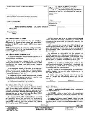California Unlawful Detainer Interrogatories Form