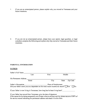 Tennessee Residency Application Form