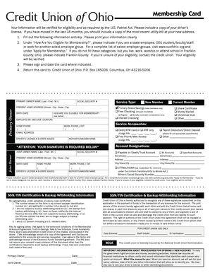 Credit Union of Ohio Membership Card