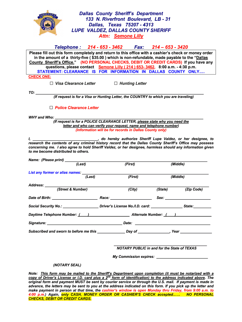 Texas Police Clearance Certificate Fill Out Sign Online DocHub