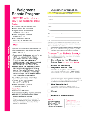 Walgreens Customer Information Form