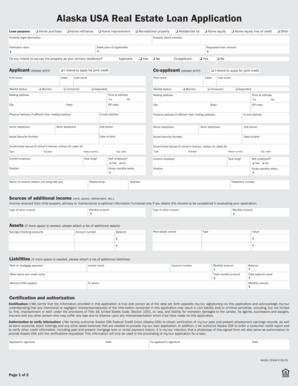 Alaska USA Real Estate Loan Application